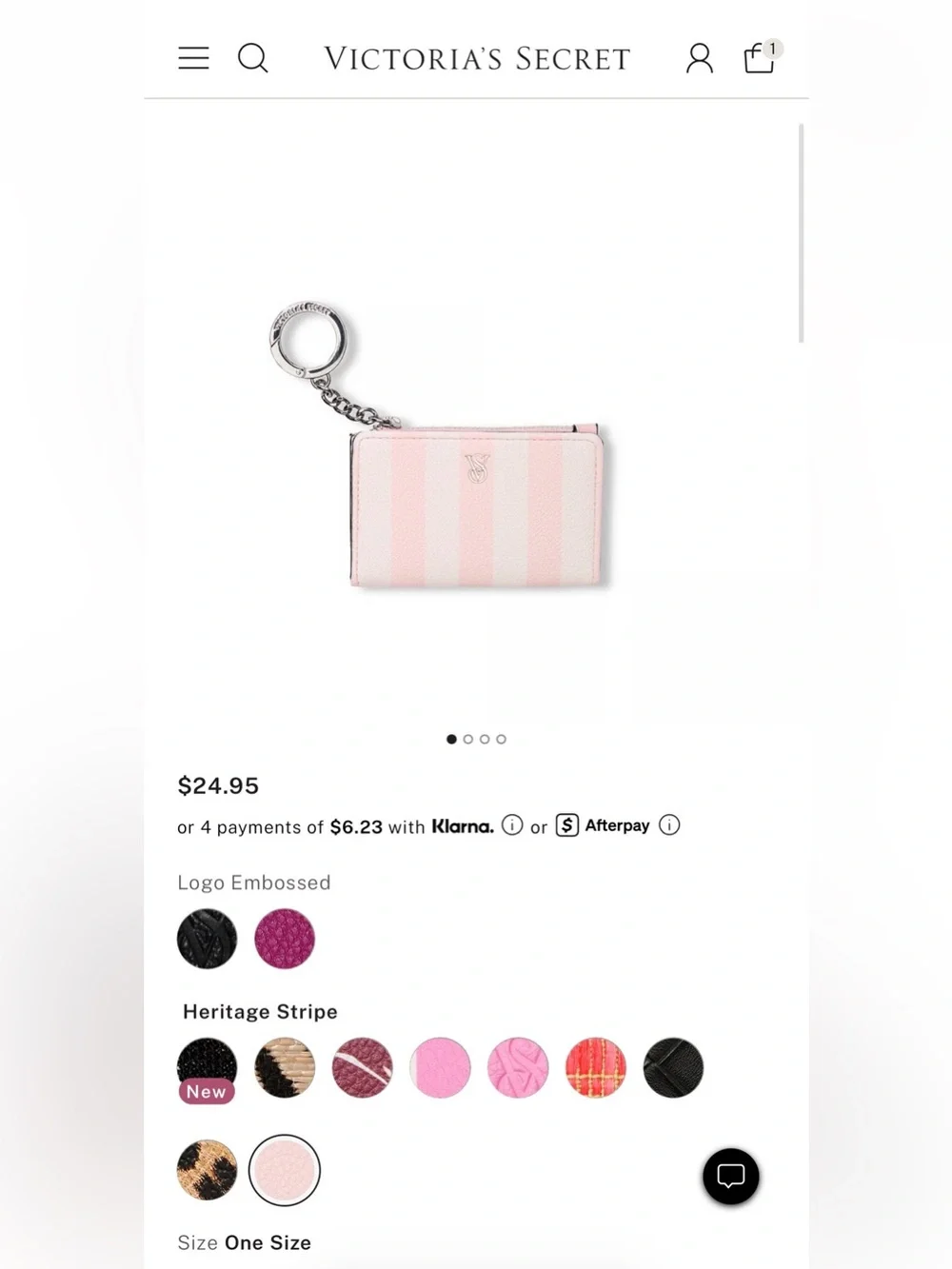Victoria's Secret Pink & White Stripe Wallet + Rhinestone Wristlet Strap